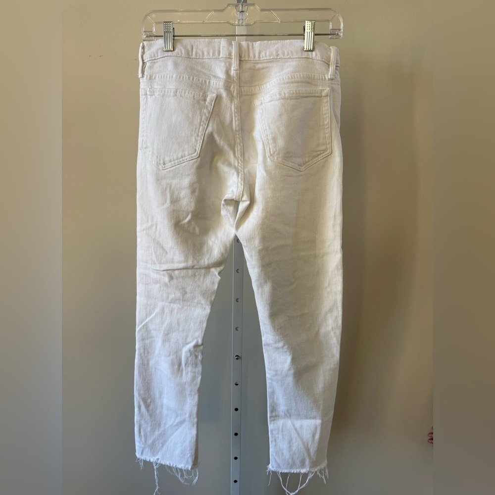 Frame Denim Le Boy White Distressed Ankle Jeans Sz 27 - Picture 6 of 12